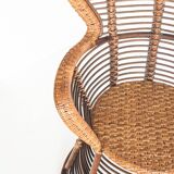 Fauteuil haut vintage en cannage/rotin. France, années 60