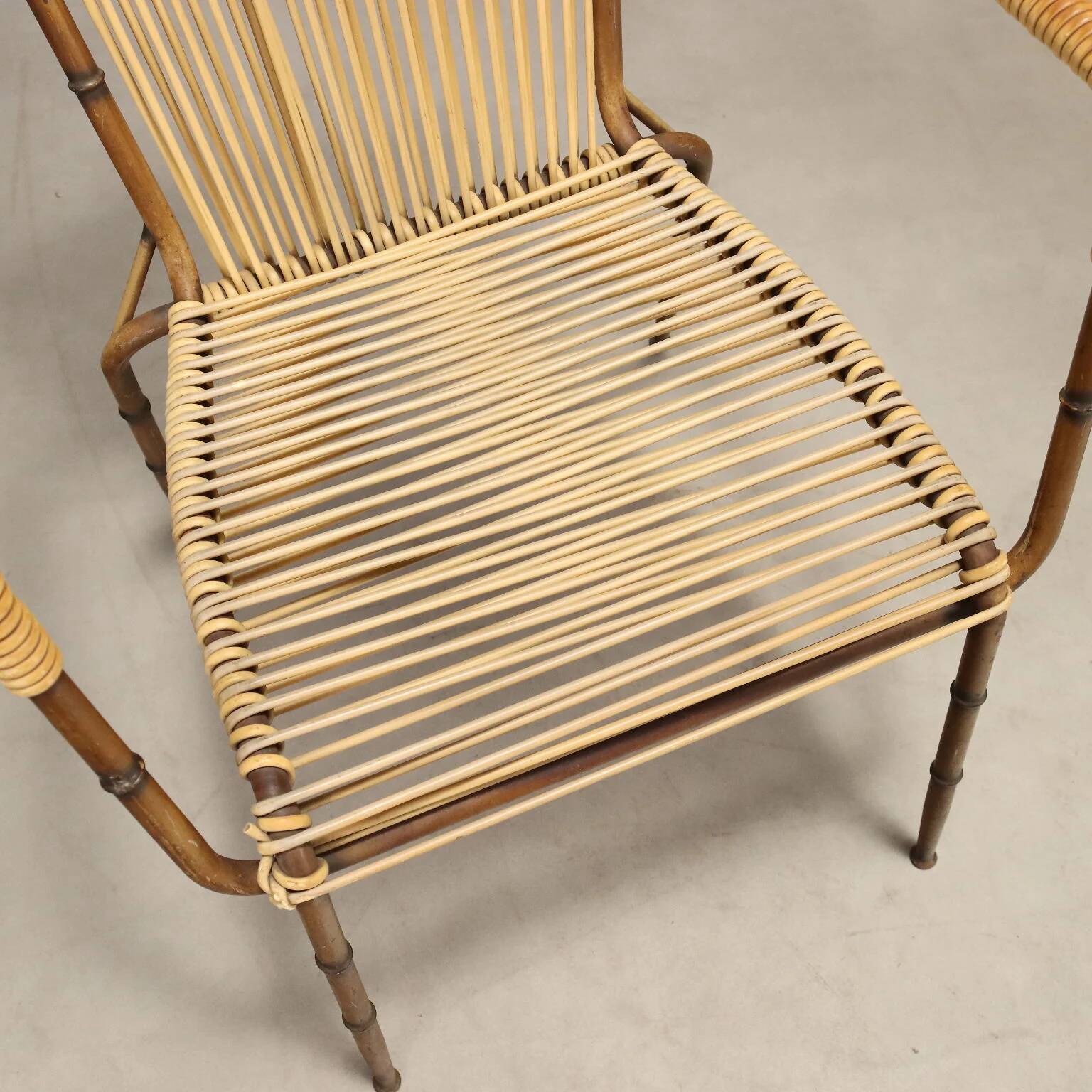 Metal and synthetic rope chairs