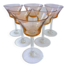 Set of six (6) sherry, port or commandaria glasses in two-tone glass.
