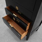 20th Century Louis XV-Style Black Lacquered Chest of Drawers with brass Mou