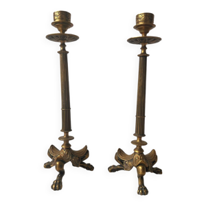 Paire de flambeaux en - bronze