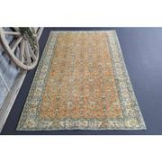 Vintage Turkish Oushak handmade wool cotton orange rug 161x267