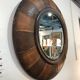 Large round leather mirror