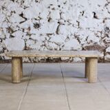 Travertine coffee table in the style of Angelo Mangiarotti, 1970.