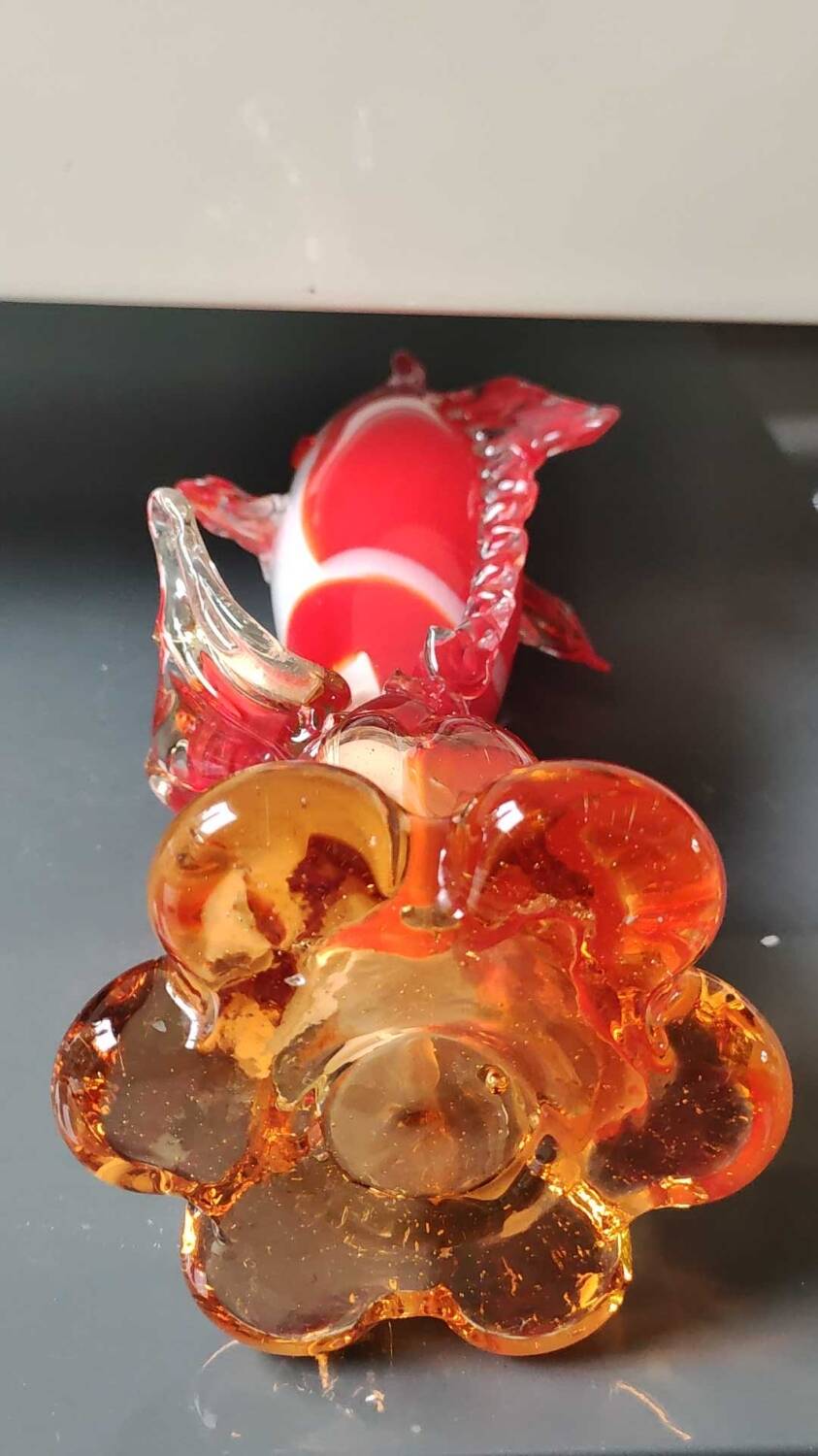 Soliflore Vase/Swordfish Fish Figurine in Murano Italy blown art glass. High 29 cm