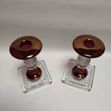 bougeoirs Westmorland vintage, bougeoirs, Ruby Red Flash. Artiste signé daté