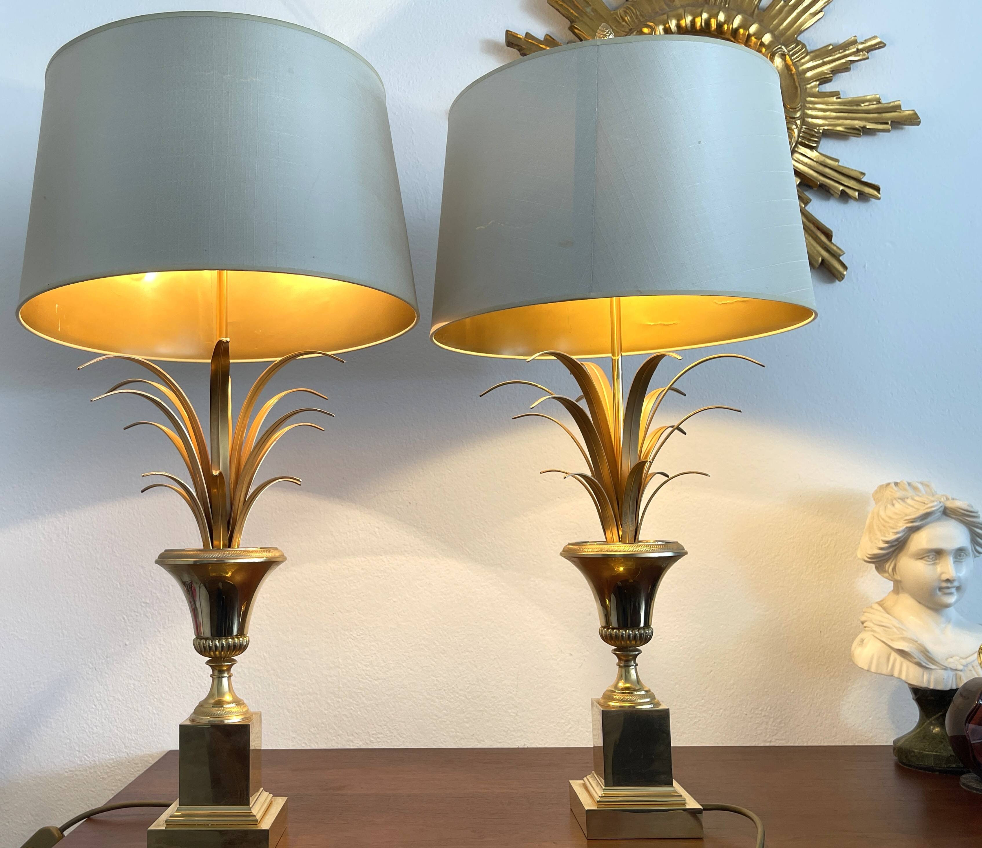 Pair of palm lamps in gilded brass – Maison Boulanger, circa 1980