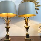 Pair of palm lamps in gilded brass – Maison Boulanger, circa 1980