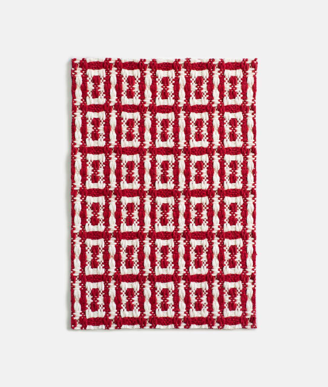 Mid-century GFM stool in geometric jacquard tweed by Dedar, E. Homa, Europe, 1960s.
