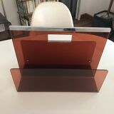 Magazine door Dumas Roche Bobois 70s vintage smoked plexiglass