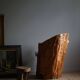 Sculptural brutalist armchair handcrafted in solid pine, Wabi Sabi style, Sweden, 1970s.