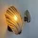 Pair of shell wall lights, glass and brass, France 1960