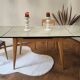 Vintage table in aqua Formica with extensions – Wooden legs