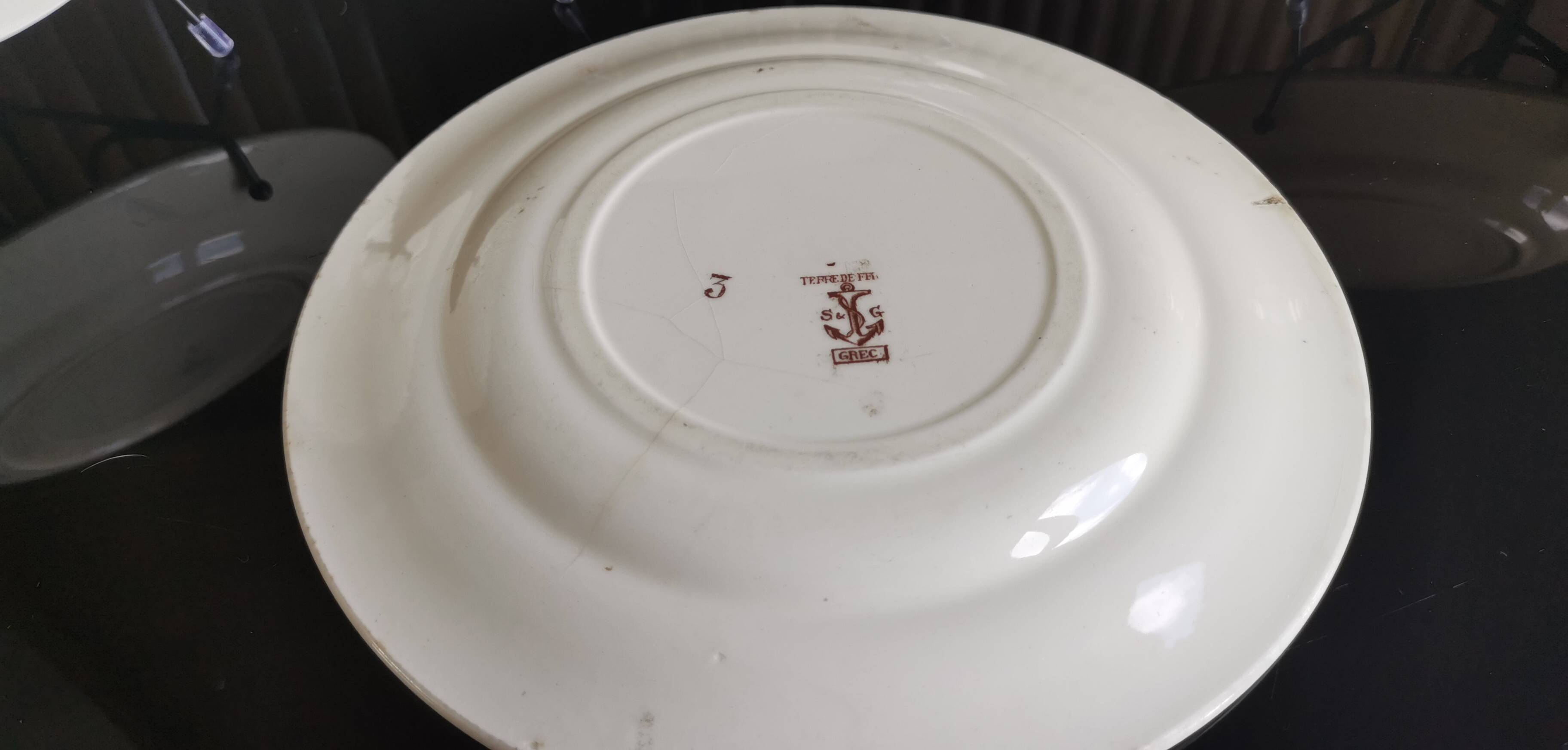 4 old mismatched plates Gien, St Amand, K&G Lunéville