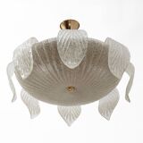 Vistosi Mid-Century Modern Italian Murano Glass and Brass Chandelier, 1960