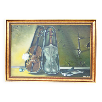 Paysage fantaisiste romantique Huile sur carton