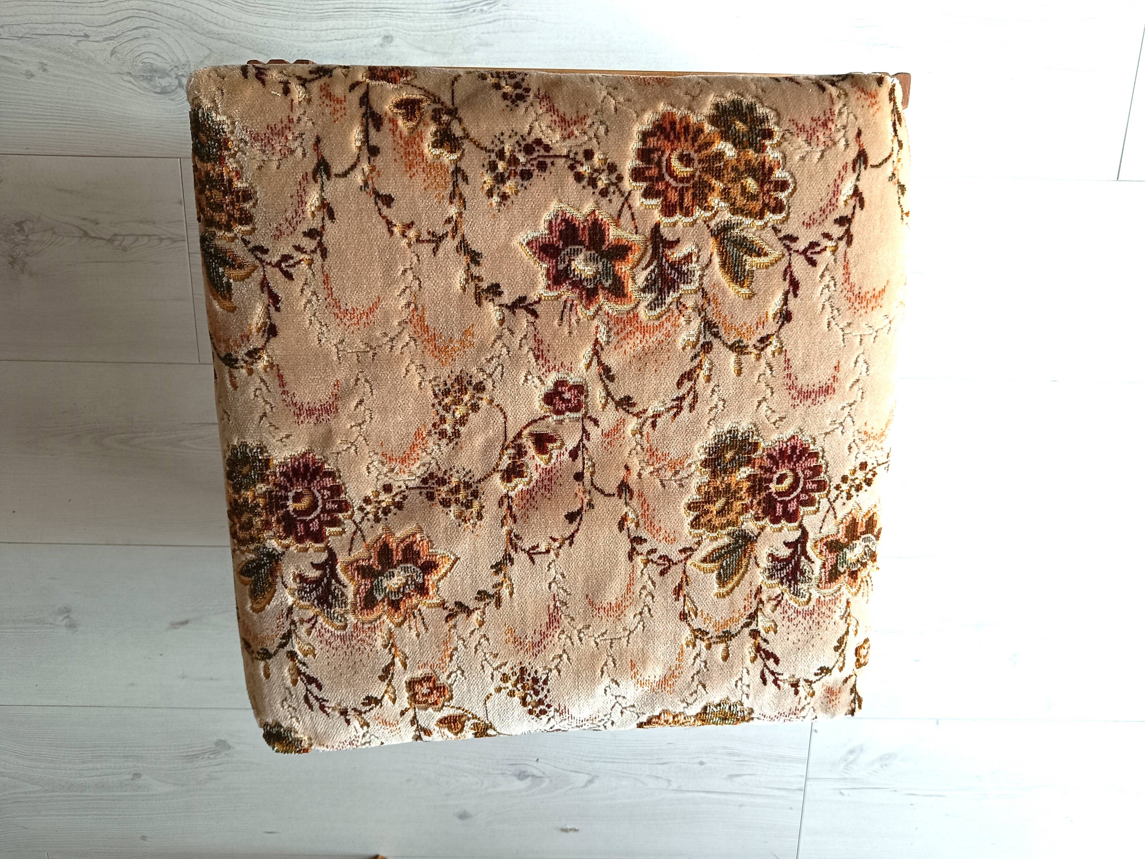 Vintage solid wood armchair and footstool