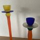 Bougeoirs verre années 1990 post moderne multicolore