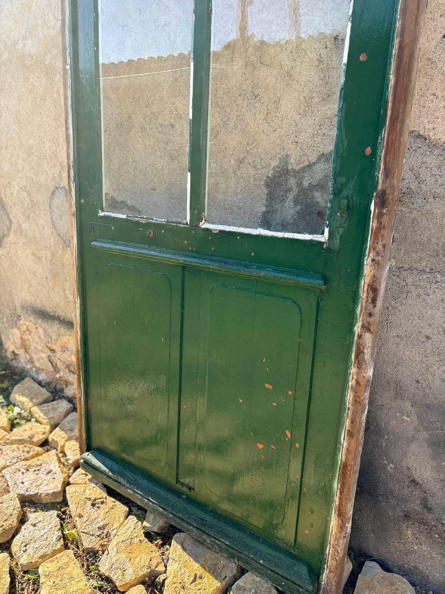 Antique glass door with frame