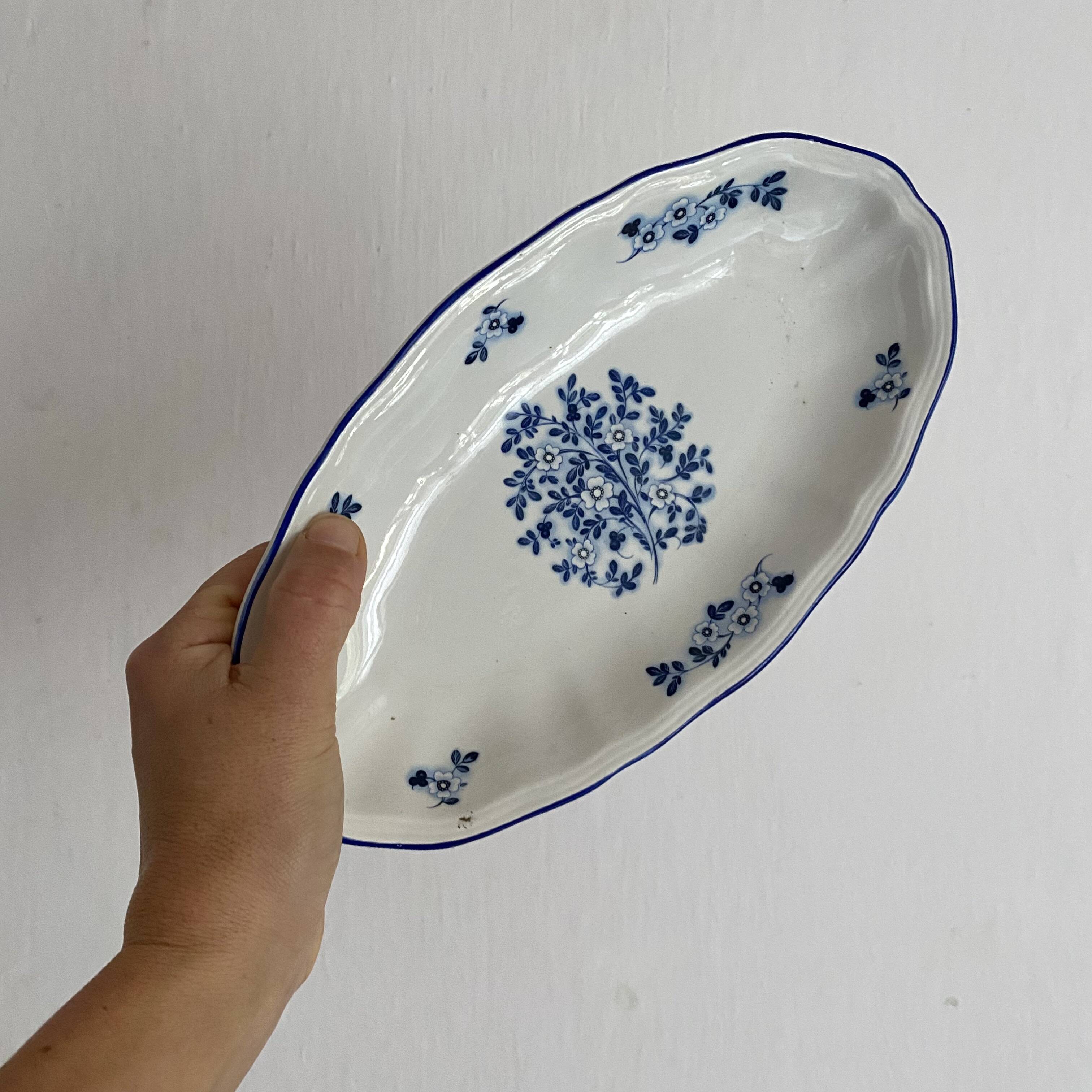 Luneville porcelain bowls with blue flowers