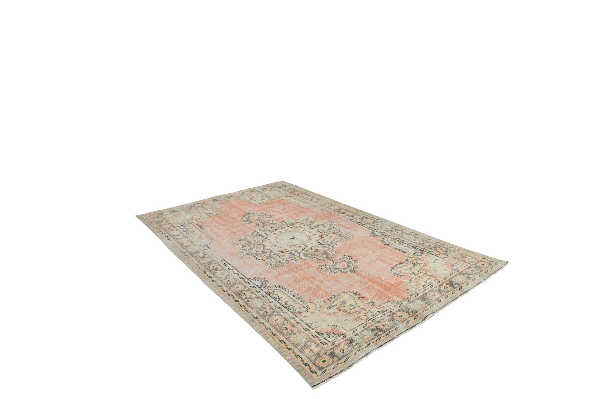 Tapis turc classique vintage saumon et beige, 185 x 291 cm