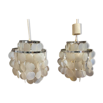 Pair of Vintage Mother-of-Pearl Chandeliers 70"