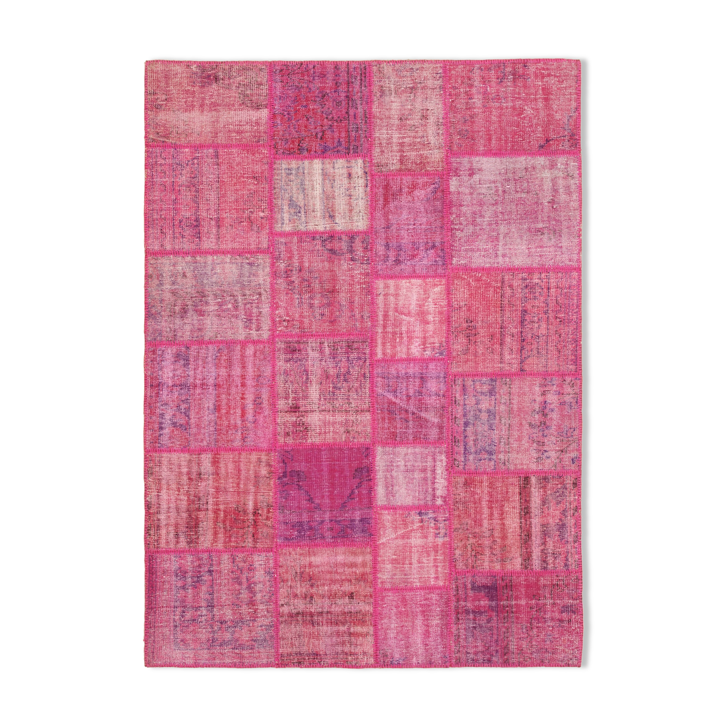 Handmade anatolian vintage 175 cm x 242 cm pink patchwork rug
