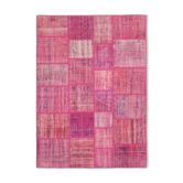 Tapis anatolian vintage 175 cm x 242 cm rose patchwork fait à la main