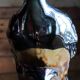 Large iridescent black ceramic peacock sculpture - 1970s