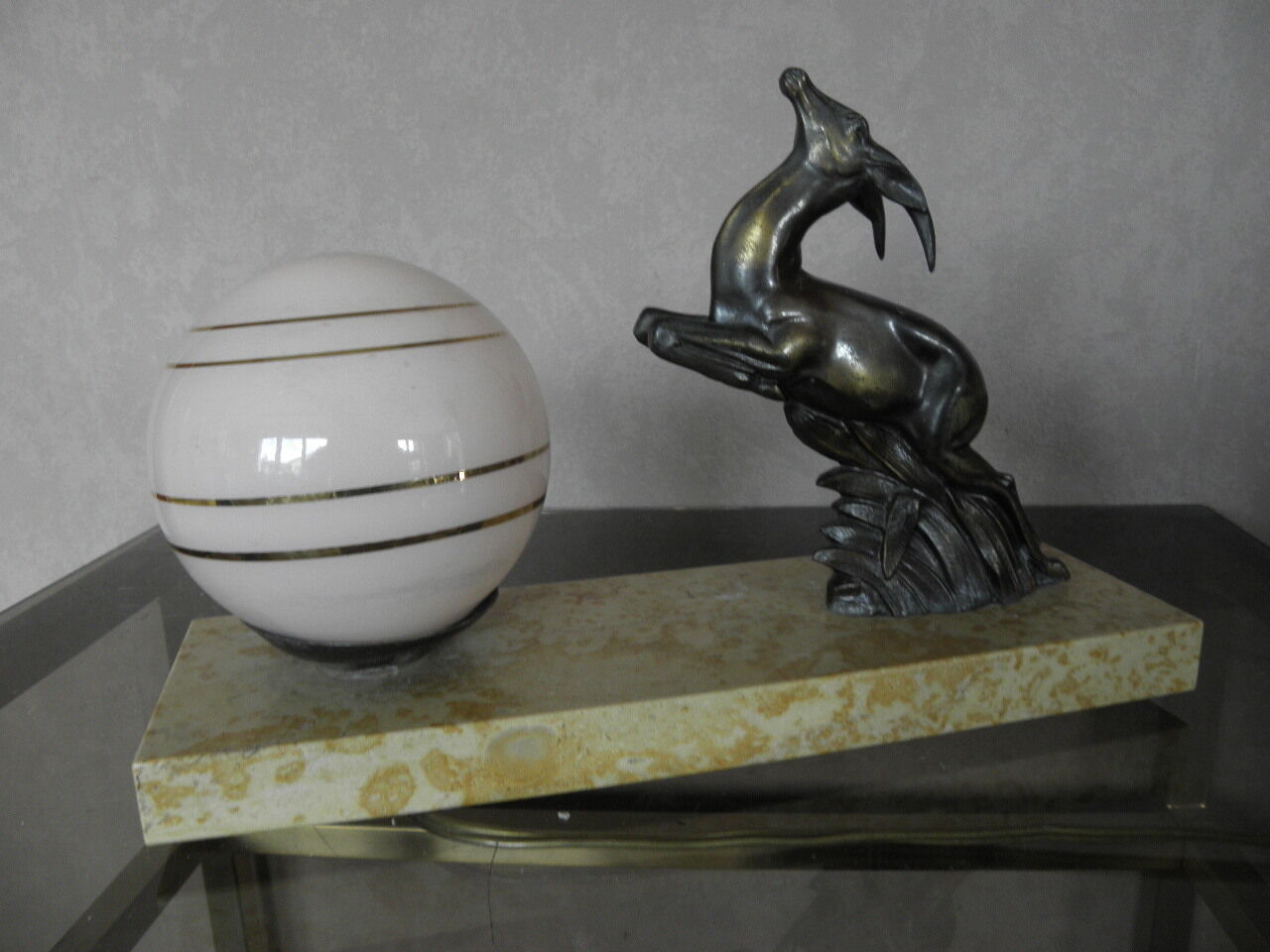 Art Deco marble figurine table lamp