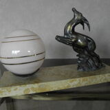 Art Deco marble figurine table lamp