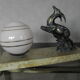 Art Deco marble figurine table lamp