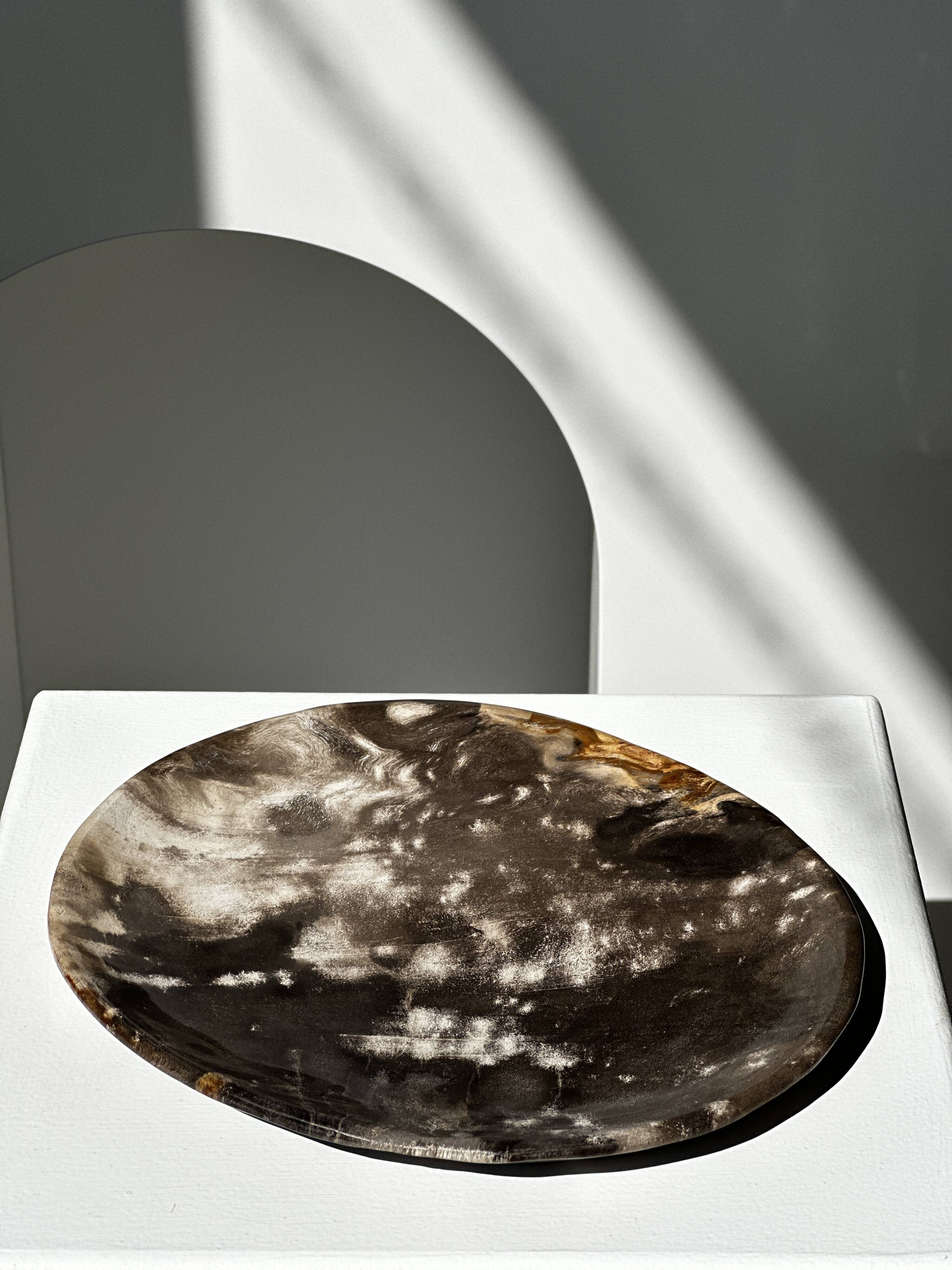 Dish in petrified wood