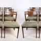 Set Of 12 Dining Chairs Made In Rosewood And Green Fabric