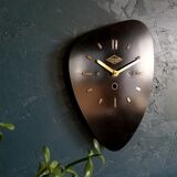 Vintage formica clock asymmetrical silent wall clock "Black Lutecia"