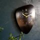 Vintage formica clock asymmetrical silent wall clock "Black Lutecia"