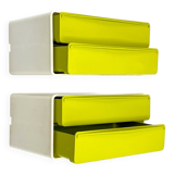 Paire d'éléments muraux avec commodes vert pois, années 1970