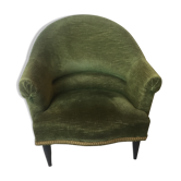 Fauteuil crapaud en velours vert sapin