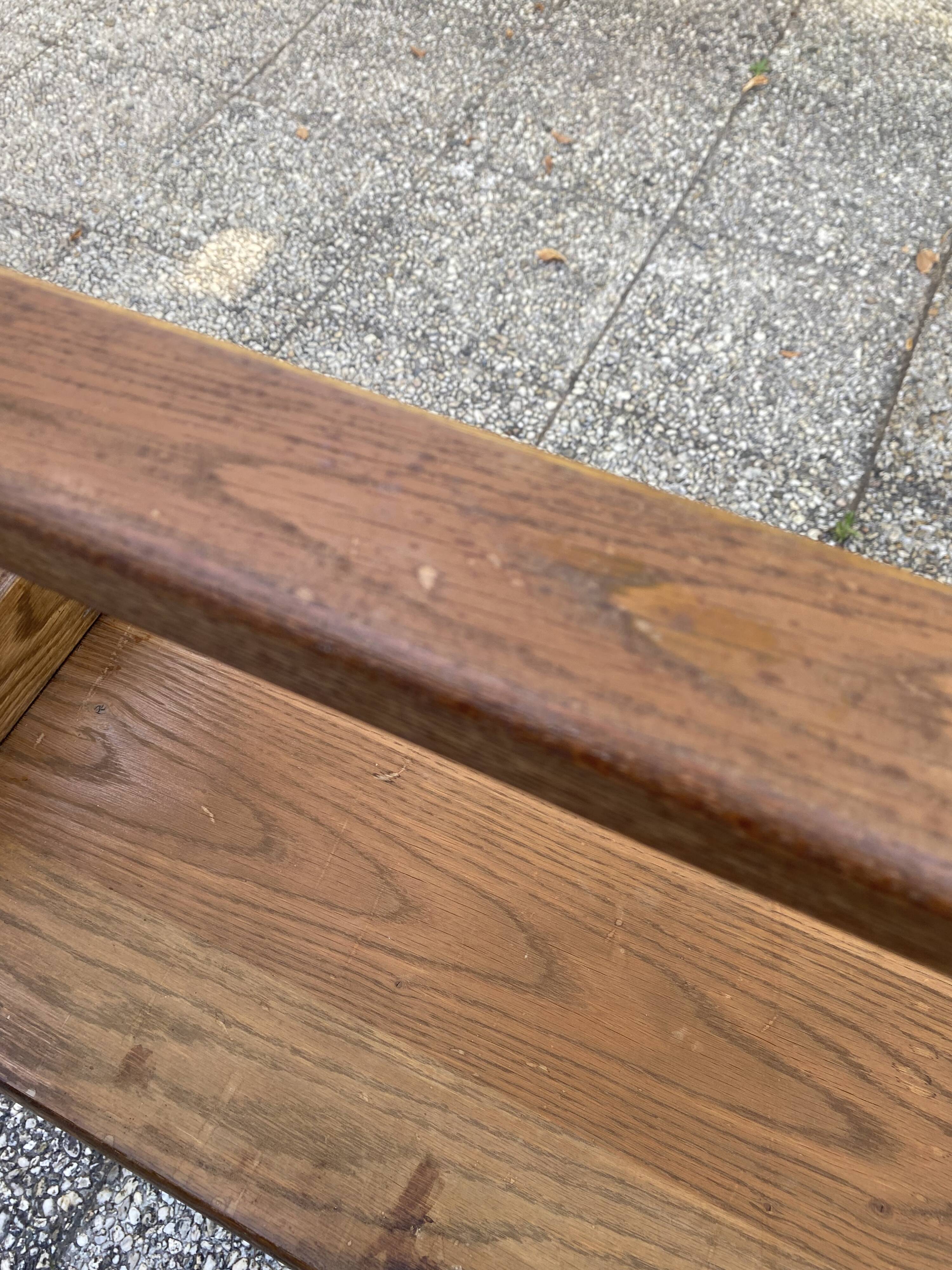 Solid oak farmhouse bench 220cm for rustic farmhouse table 1950