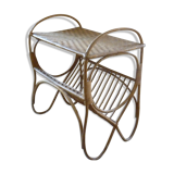 Rattan side table with range records or journals