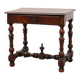 French Louis XIII Walnut Side Table with Drawer and Turned Legs, circa 1850