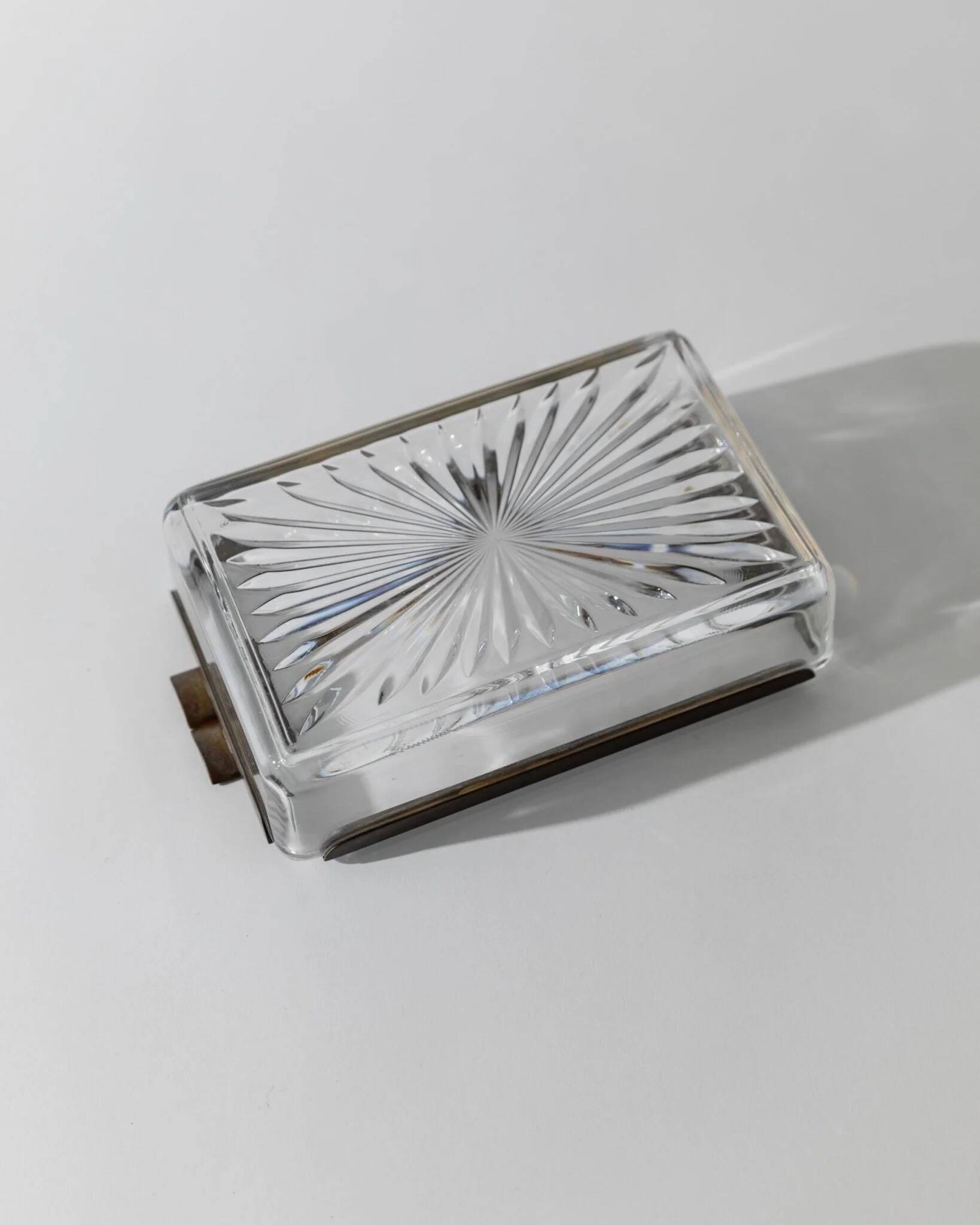 Vintage Art Deco ashtray in glass - crystal glass and metal - timeless design from Italy in the 1930s - glass art, elegant gift idea, table decoration.