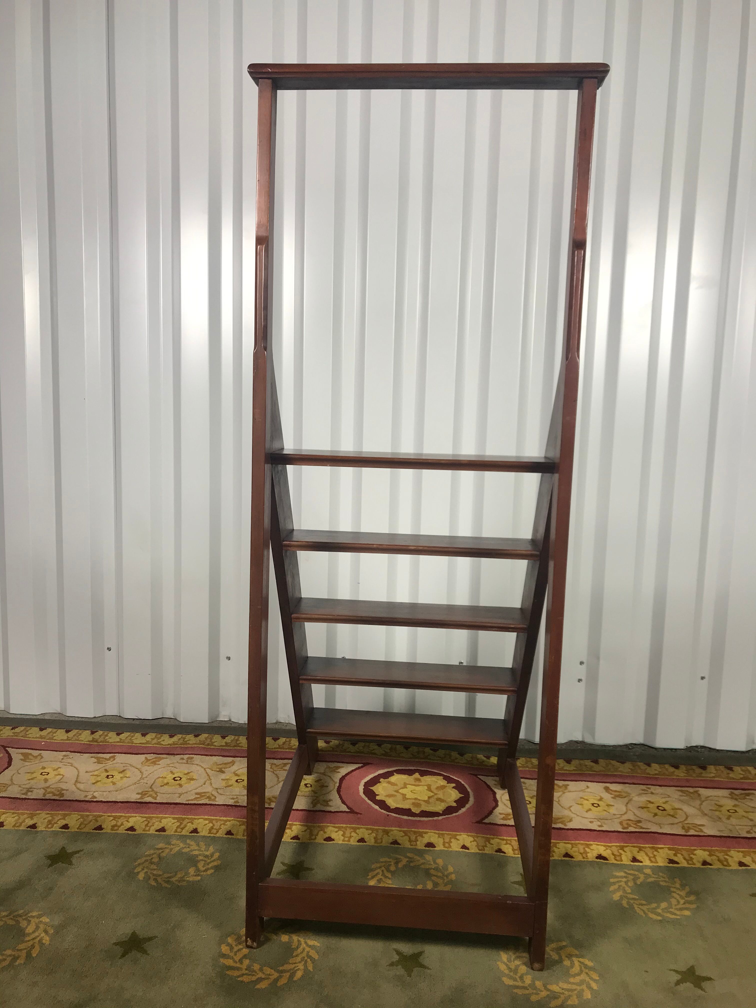 Massive mahogany library ladder