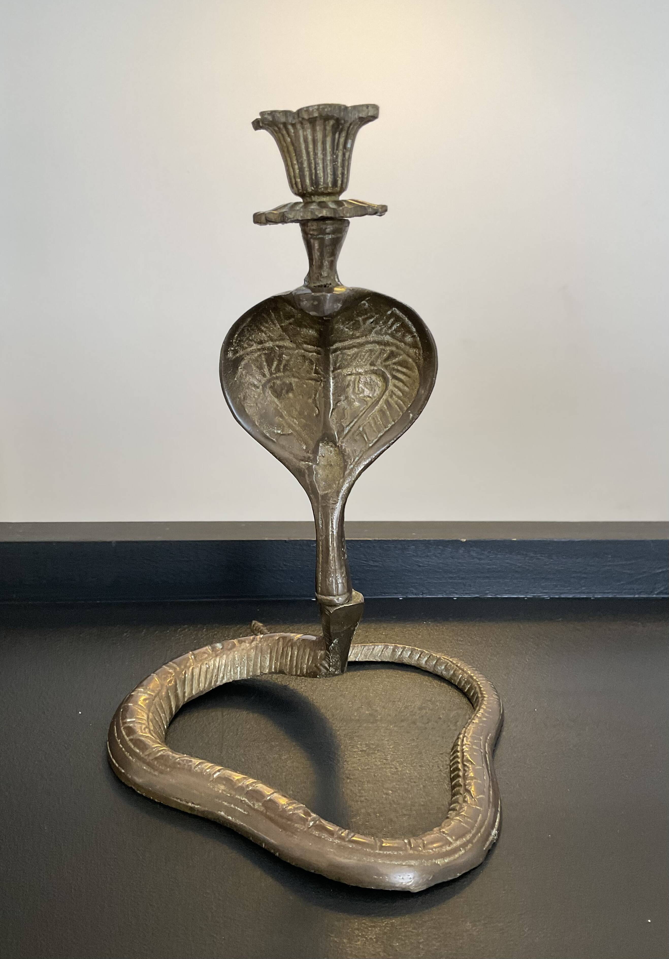 Vintage Cobra bronze candle holder from the 70s