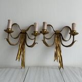 pair of antique metal wall lights