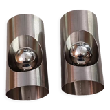 Paire d'appliques en inox brossé