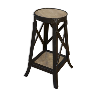 Round industrial console in metal and oak 1930