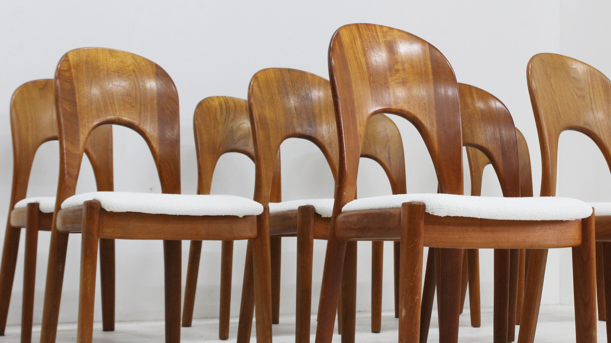 Vintage Danish dining chairs by Niels Koefoed solid teak, set of 10