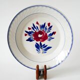Gien pleated hollow dish, pink and blue flowers, 1950