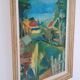Oil painting on canvas signed Besacier — colourful village landscape